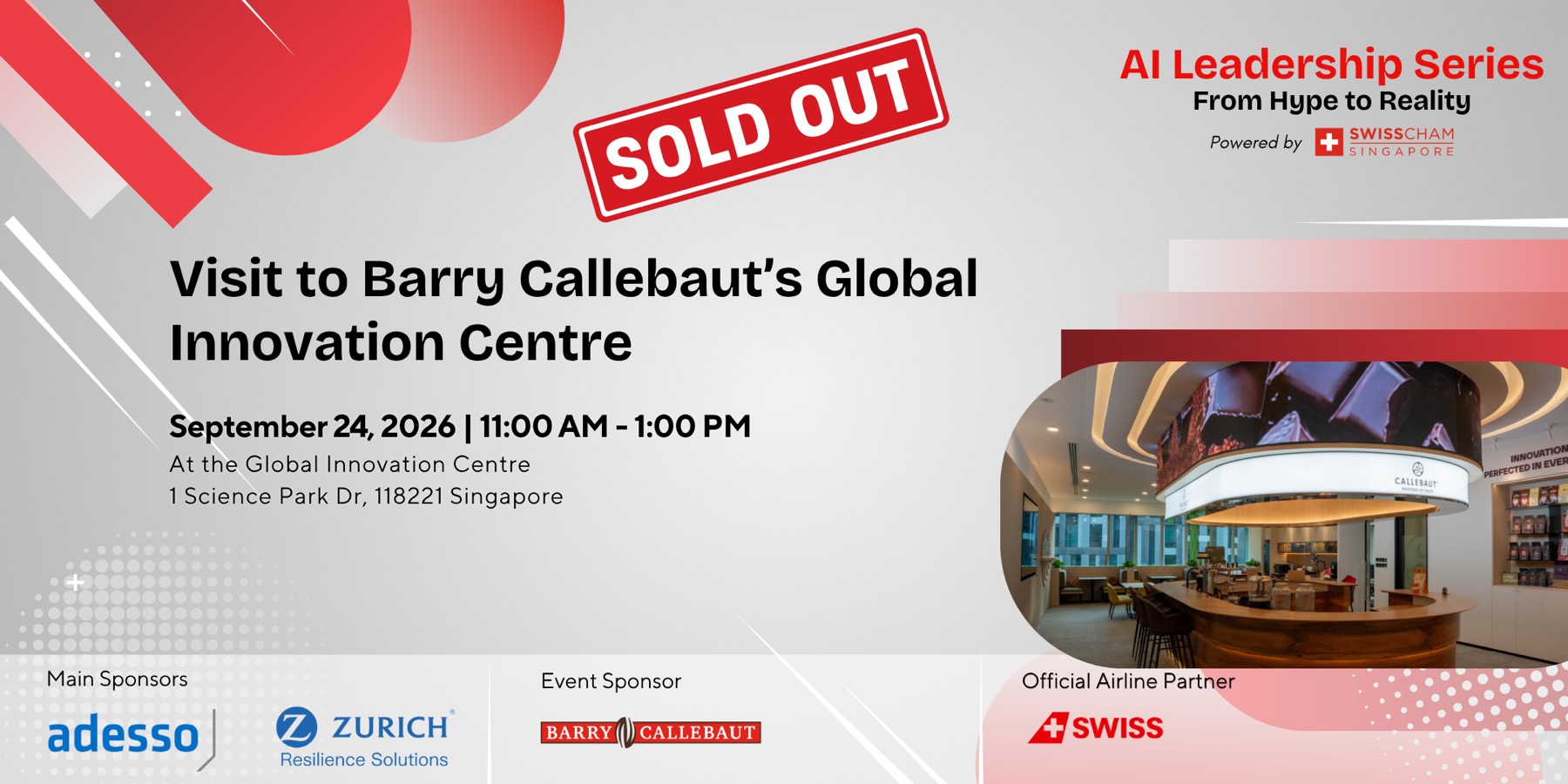 Event card for the visit to Barry Callebaut’s Global Innovation Centre